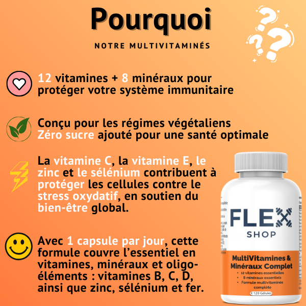 MultiVitamines & Minéraux Complet | IMMUNITÉ & VITALITÉ | 120 Capsules
