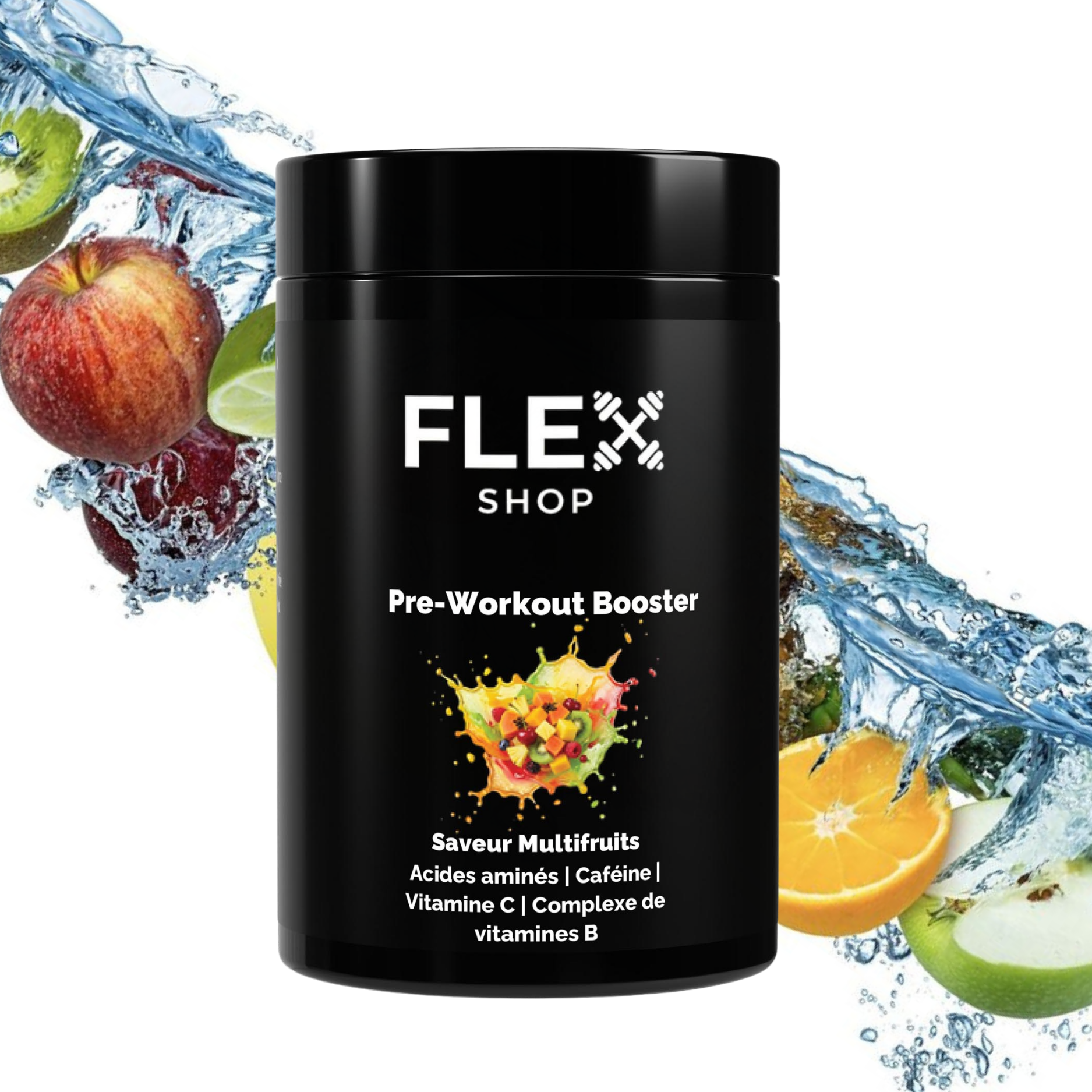 Pre-Workout BOOSTER 520g | ÉNERGIE & ENDURANCE | Saveur MULTIFRUITS