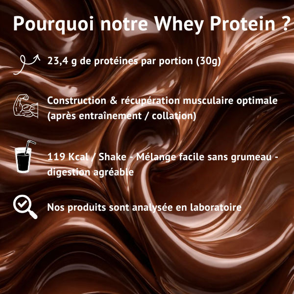 Whey Protéine 1KG | RÉCUPÉRATION & PERFORMANCE | Saveur CHOCOLAT
