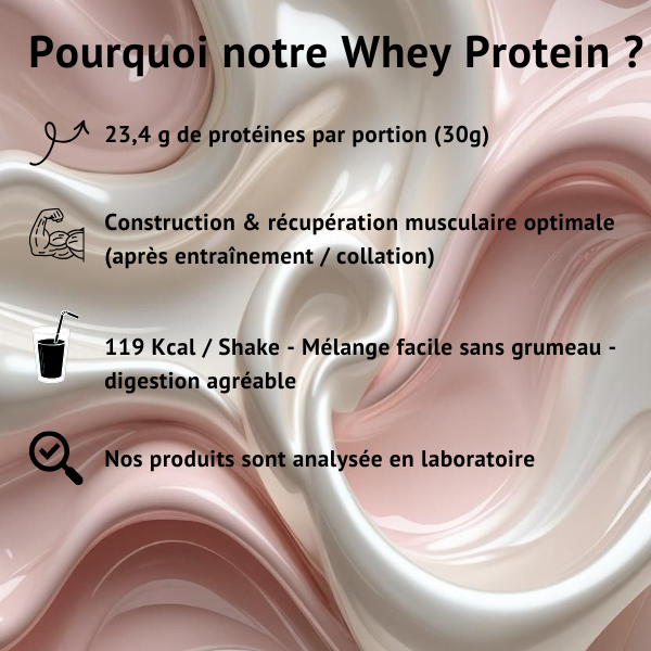 Whey Protéine 1KG  | RÉCUPÉRATION & PERFORMANCE | Saveur FRAISE-CRÈME