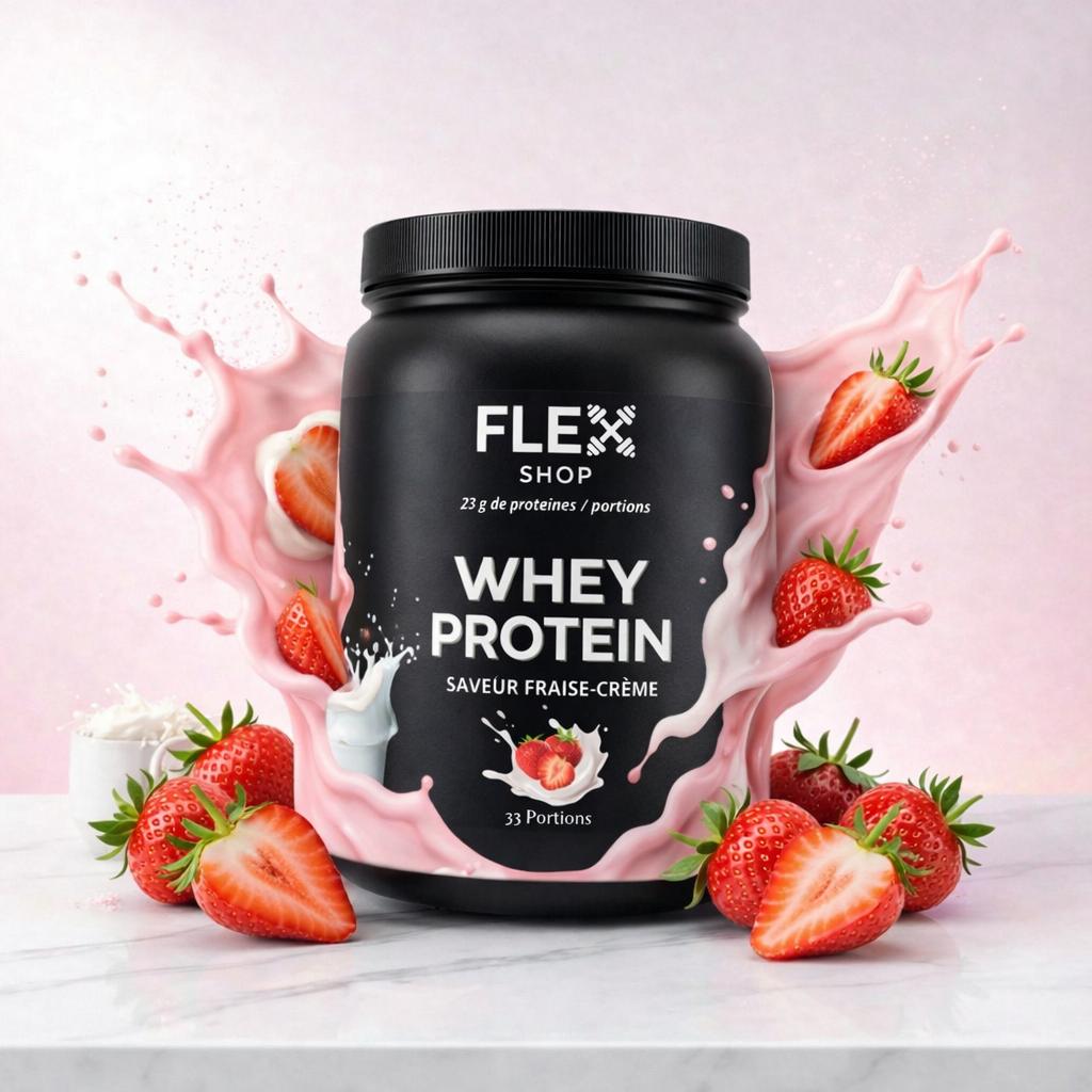 Whey Protéine 1KG  | RÉCUPÉRATION & PERFORMANCE | Saveur FRAISE-CRÈME